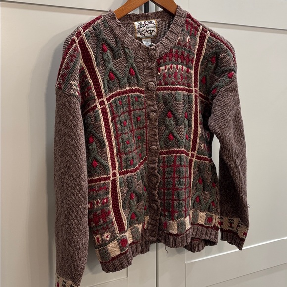 Heirloom Collectibles Sweaters - Vintage Knit Cardigan with Geometric Patterns